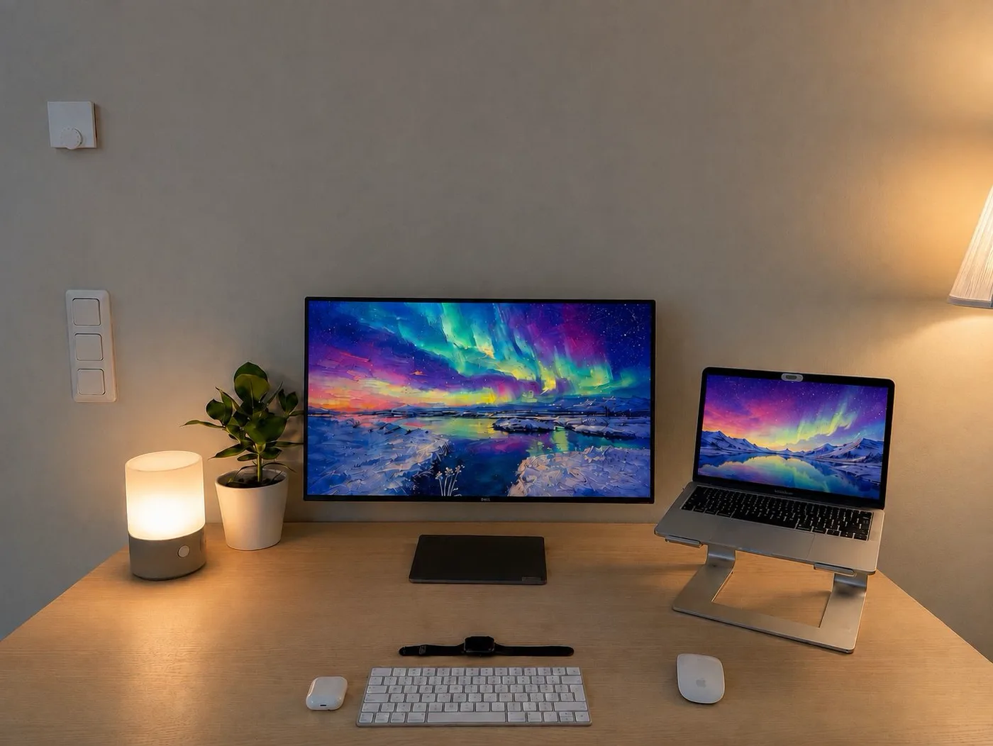The same desk running Sevori wallpapers